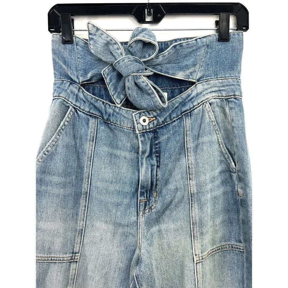 New Jonathan Simkhai‎ Women Size 27 Standard Henley Tie Waist Straight Jean N2